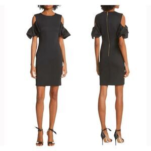 Ted Baker black Salnie Ruffled Cold Shoulder Sheath Dress Ted Size 2 or U.S. 6